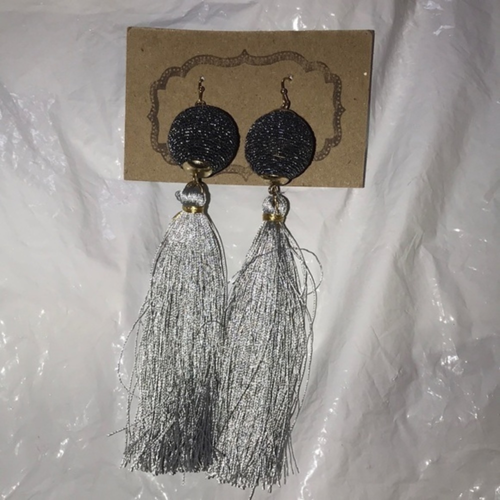 New Grey Tassel French Hook Earrings
